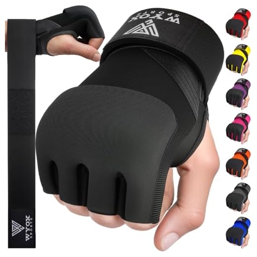 WYOX Gel Quick Hand Wraps for Boxing MMA Kickboxing - EZ-Off & On - Padded Knuckle with Wrist Wrap Protection for Men Women Youth (Black, S-M)