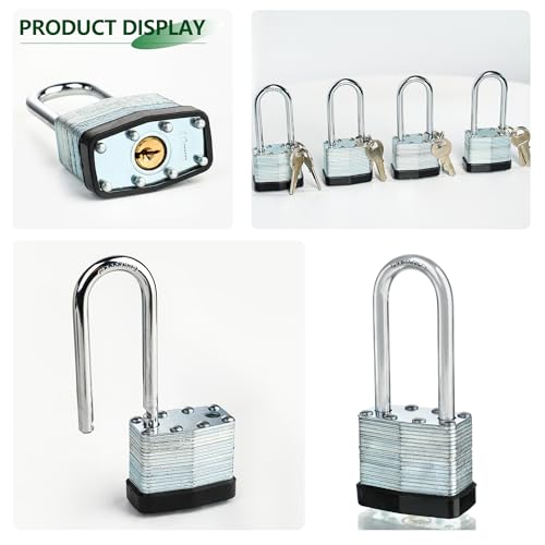 Image of Pad Locks with Same Key 6 Pack, Heavy Duty Outdoor Locks | Same Key Convenience, 6 Locks Share Keys, Durable Steel Body for Storage, Gates, Garages and Outdoor Use