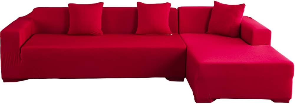 L-Shaped Sofa Cover,Stretch L Shape Sectional Coush Cover Sofa Slipcover Furniture Protector,Anti-Wrinkle Couch Cover -red L-Shape 3+4 Seats