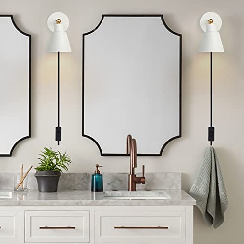 Clankin Plug In Wall Sconces Lighting Fixture Set Of 2, Bedside Wall Mounted Lamp For Industrial Bedroom Hallway Living Room (2 Pack White With 1.8M Plug In Cord) #TOP3