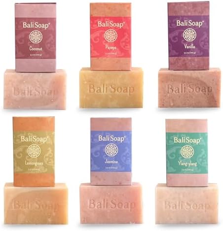 Bali Soap Natural Bar Soap Gift Set - 6 Handmade Vegan Bars (3.5oz Each)