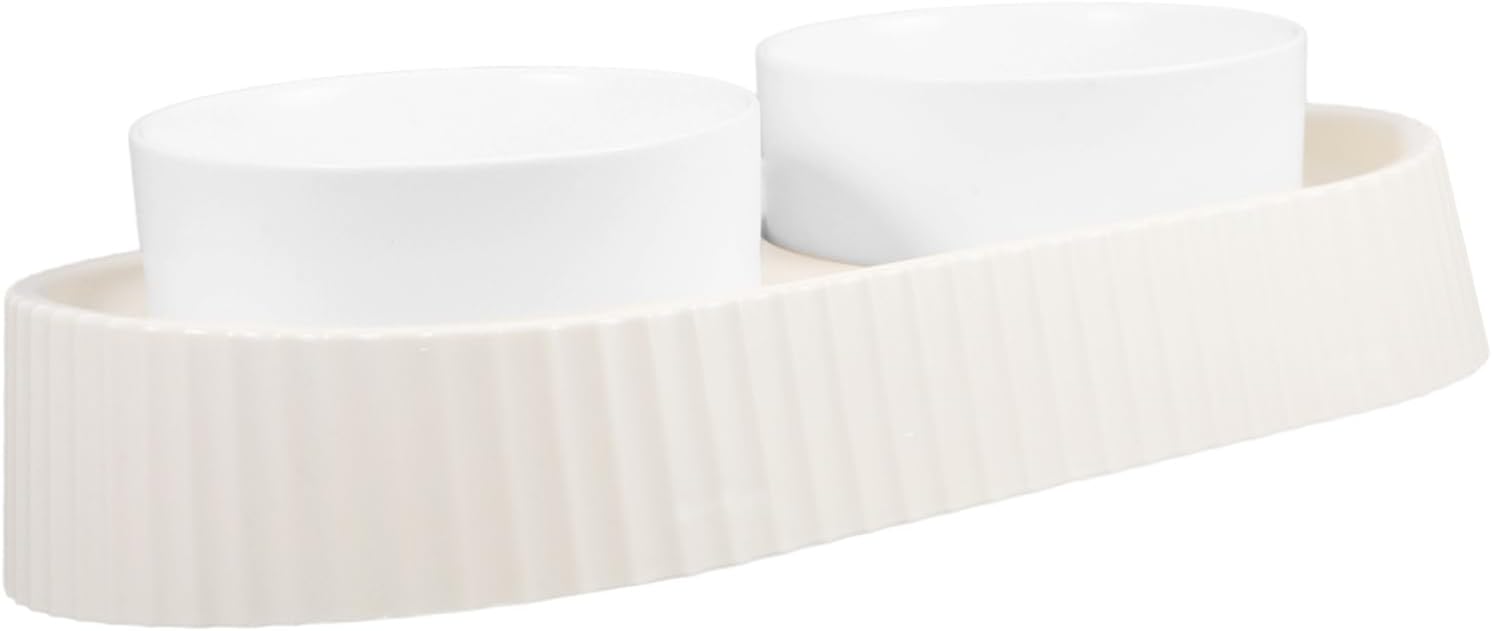 Hemoton 1set Elevated Cat Food and Water Bowl Cat Neck Design Easy to Bowls for Indoor Use Stable and