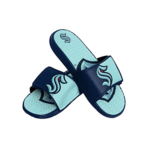 FOCO Seattle Kraken NHL Mens Colorblock Big Logo Gel Slides - XL