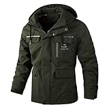 Generisch Chaqueta para hombre con capucha y bolsillos, chaqueta de trekking, impermeable, cortavientos, chaqueta de esquí, chaqueta de invierno, chaqueta de entretiempo, chaqueta de montañismo, verde