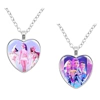 Xtaguvdm 2pcs Kp Dem Hunte Halskette Set, Cartoon Halskette Ohrringe, Cartoon—Schmuck, Heart Anhänger Halsketten, Geeignet für Fans Geburtstagsgeschenke (A)