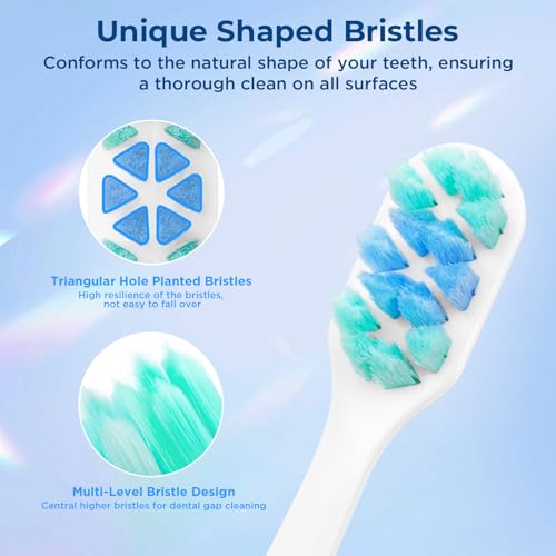 Image of Soft Bristle Toothbrush, Micro Nano Flossing Toothbrushes with Multi-Layered Shaped Bristles for Whiten Teeth and Removes Plaque, Designed for Sensitive Teeth & Gums-White Head