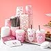 Jingmore 50 Set Pink Bow Coffee Cups with Lids, Straws and Sleeves Pink Bowknot Disposable Drinking Cup for Wedding Coquette Birthday Baby Shower Bachelorette Party Supplies (12 oz)