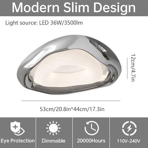 Plafonnier LED géométrique argenté 36W de 53cm à intensité variable - 3