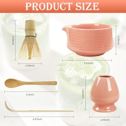 5 pezzi Rosa Matcha Kit Matcha Whisk Set Frusta al Matcha per la Preparazione del tè matcha, Ottimo per la Casa, l'ufficio e la Sala da Tè - immagine 3