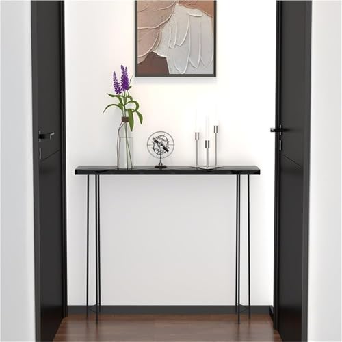 Slim Console Table Minimalist Entryway Table with Wood Top and