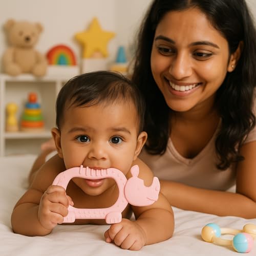 Image of Silicone Teething Toy for Newborn Baby Girls & Boys | BPA-Free, Food-Grade | Gum Relief, Chewing Aid |Teether| Easy-to-Grip Essentials (3+ Months)