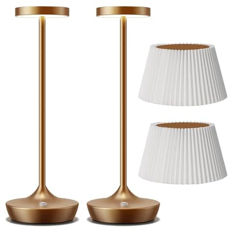 YHT 2 Pack Cordless Table Lamp Rechargeable,6000mAh Battery Operated LED Desk Lamp,Portable Outdoor Waterproof 3-Color Touch Dimming Table Lights for Dining/Patio/Restaurant/Home(Bronze, 2 Pack) Cover
