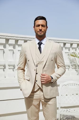 SHUZHXLZANGY Men's 3 Piece Suits Slim Fit Suits for Men Wedding Prom Formal Business3