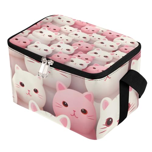 GzLeyigou Lunch Bags for Women Men 9 Cans,Lovely Cat Hot & Cold Food Delivery Bag Insulated Grocery Bag Insulated Lunch Box Cartoon Cats Cooler Bag for Office Work Picnic Beach
