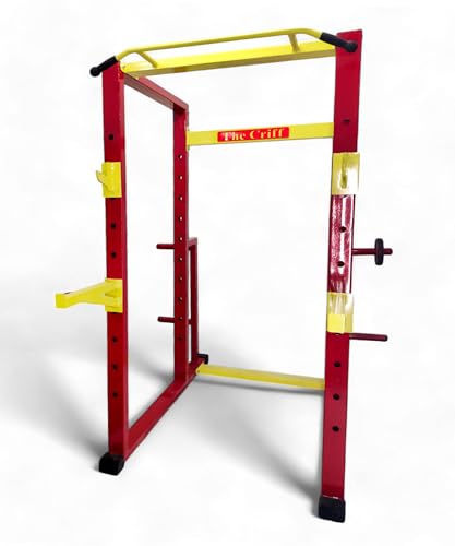 Image of Commercial Power Rack 4X2 Pipe Structure Welded Heavy Duty Strength Training Rack J-Lock, Squat-Lock Pairs| Squats,Benchpress,Deadlifts| Multi-Functional Power Rack with Pull-up bar (TC175)