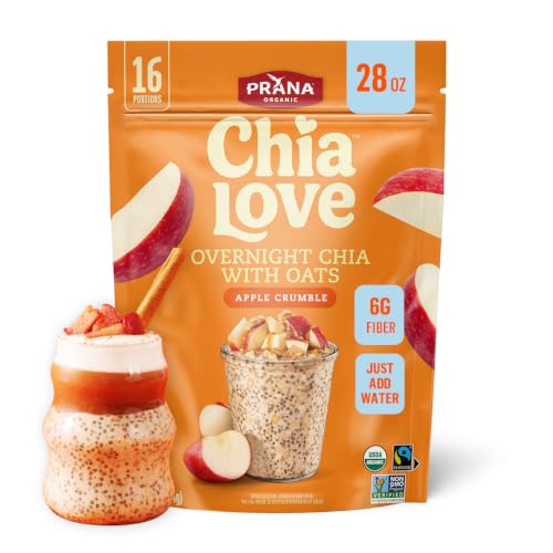 Image of Chialove Organic Overnight Chia with Oats Apple Crumble | Rich in Fiber & Protein, Vegan, Non-GMO | Ready to Eat Breakfast - 28 oz Bags - 2 Pack