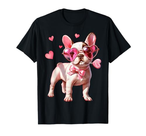 Frenchie Dog Valentines Bulldog Francés Mamá Papá Sucker Candy Camiseta