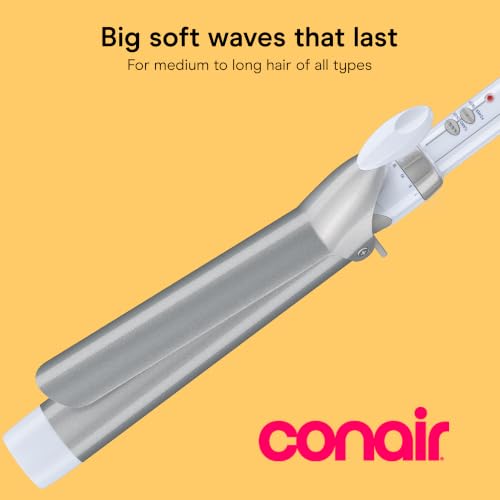 Image of Conair Double Ceramic 1 1 /2-In. XL Barrel Curling Iron, Blue /Silver | Extra-long 6-in. barrel (1.5 In.) styles big soft waves on medium to long hair