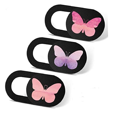 IMNEXT2U Laptop Camera Cover Slide 3 Pack Ultra Thin Slide Laptop Camera Cover for Echo Show, Smartphone, Computer, Tablet, Chromebook, PC - Butterfly Cover