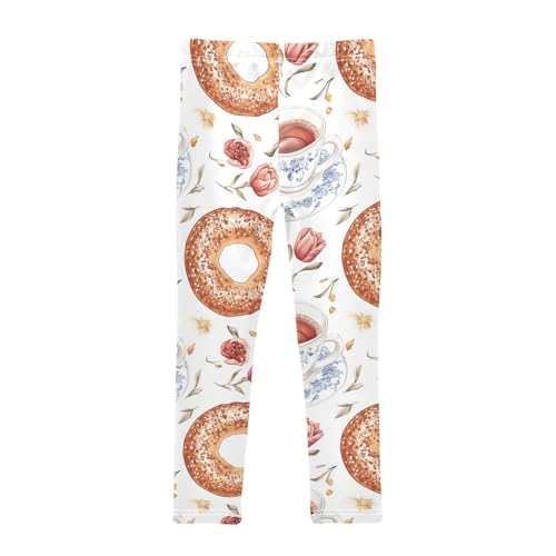 Bagel and Tea Girls Leggings,Workout Leggings for Girls Toddler Athletic Legging Size for 3-10T2