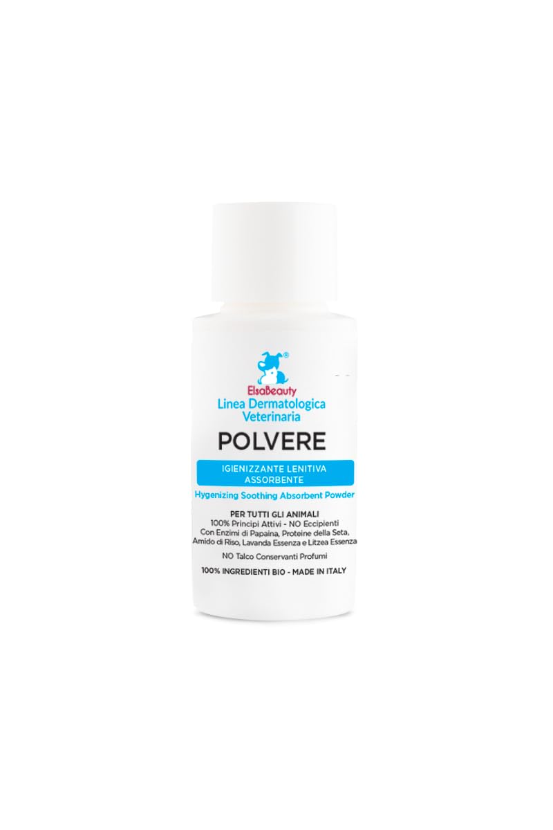 Polvere Igienizzante Lenitiva Assorbente per Cani e Gatti, Pieghe Cutanee, Prurito e Hot Spot (20 g)