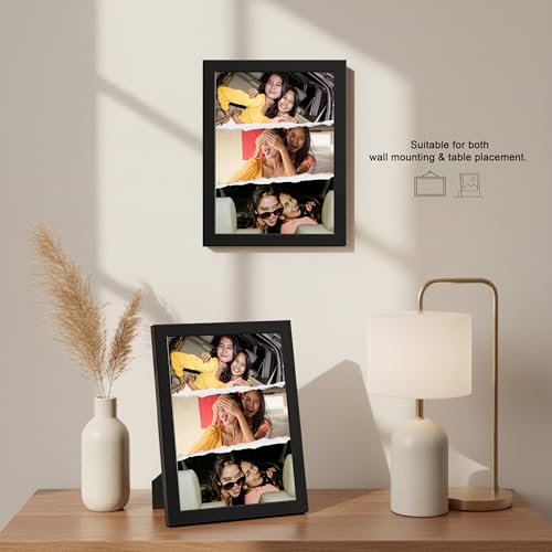 Image of Framekaari Customized Collage Photo Frame | Personalized Gift | Custom 3-Photo Collage | Gift for Friends, Family, Couple & Birthday | Tabletop & Wall Mount | 16x21 cm (Design-12)