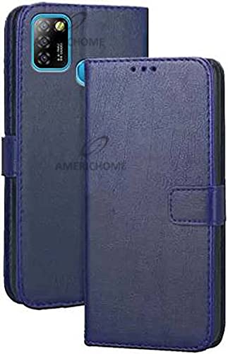 Image of Inside Rubber TPU with Card Pockets Magnetic Closure Protection Compatible with Infinix Smart 5, X688C (Blue)