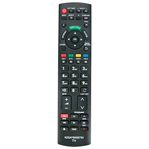 VINABTY N2QAYB000753 Remote Control Replaced for Panasonic TX-L32E5Y TX-L37E5B TX-L37E5E TX-L37E5Y TX-L42E5B TX-L42E5E TX-L42E5Y TX-L42EW5 TX-L47E5B TX-L37EW5 TX-L47E5E TX-L47E5Y TX-LR42E5 TX-L47EW5