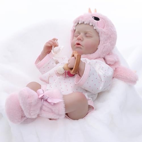 Image of Reborn Baby Dolls Girl, 20 Inch Realistic Full Vinyl Baby Doll | With rattle toy, baby doll clothes and accessories, lifelike hand-painted details, for pretend play, gifting, and collecting
