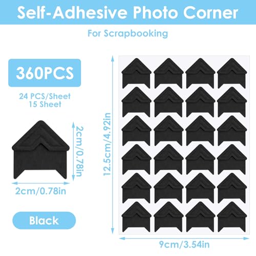 HaiFafafaing 360 Stück Fotoecken Selbstklebend Foto Ecken Kleber Fotoecken Aufkleber für Scrapbook Foto Klebepads Vintage für DIY Scrapbooking Fotoalbum Tagebuch Sammelalben