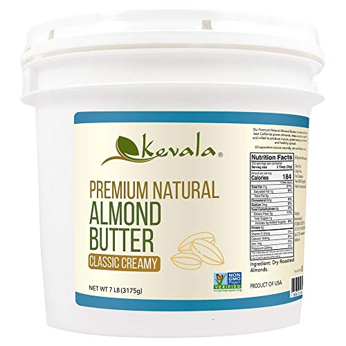 Kevala Almond Butter – 7 lb – 3175 gr – Creamy – No Sugar – Spreadable - Roasted Almond Paste for Baking – Dairy Free - Gluten Free – Vegan – Non GMO