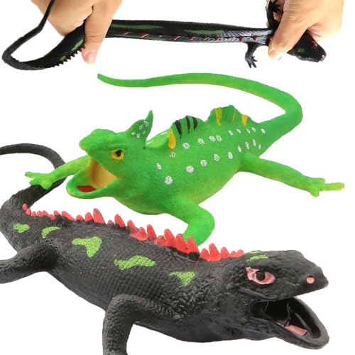 2 Packs 9-inch Lizards Toys, Super Stretches Material TPR Rubber Lizard Figure Realistic Set for Party Favors Boys Kids Children Learning Study Toy,...
