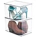 mDesign Ideal Shoe Storage for High Heel Shoes - Stackable Shoe Box Suitable for Various Footwear - Practical Shoe Organiser with Lid