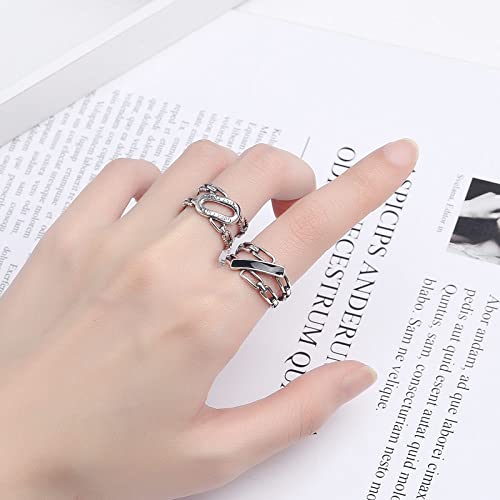Anneau réglable pour les femmes bague chaîne ouverte unique - 3