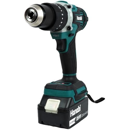 HANABI Parafusadeira Furadeira de Impacto 13mm BRUSHLESS Sem Escova 21V Kit com 2 Baterias de 4.0Ah