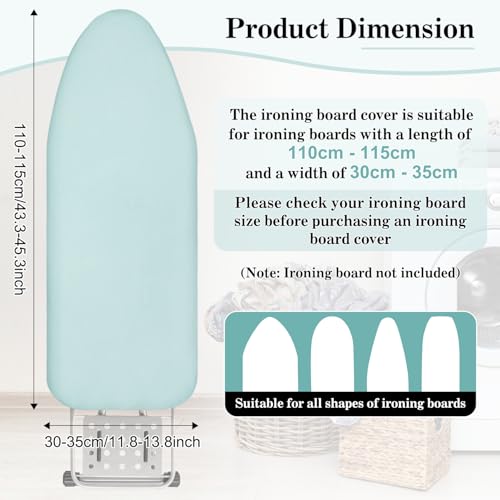 LUKDUNG Bügelbrettbezug, Bügeltischbezug aus Baumwolle, Bügelbezug mit Elastischer für Dampfbügelstation, Passend für Bügeltische 110-115cm x 30-35cm, Blau