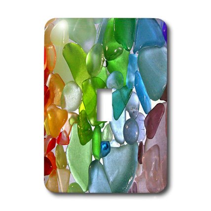 Interrupteur unique en verre de mer arc-en-ciel coloré 3dRose