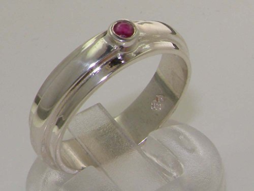 LetsBuyGold 925 Sterling Silver Real Genuine Ruby Womens Wedding Band Ring2
