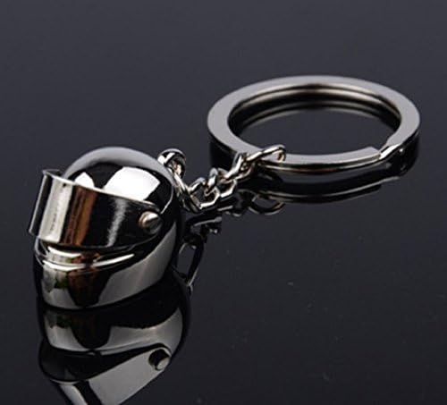 Sportigo ® Motorbike Helmet Keyring in Silver Colour/Biker Gift Present