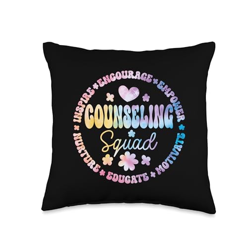 Groovy Counseling Squad Appreciation Week Back to School Throw Pillow