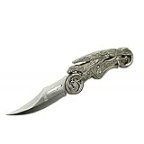 7.5' BONE EDGE FOLDING KNIFE W/ EAGLE MOTORCYCLE HANDLE
