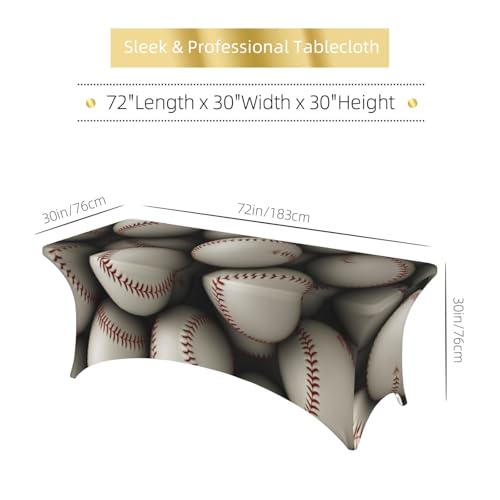 Nappe de table extensible 1,8m rectangulaire en élasthanne lavable motif baseball