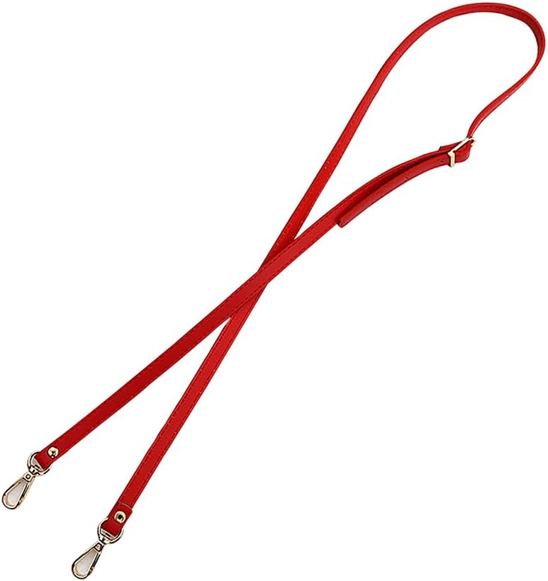 120 x 1.2cm Thin PU Leather Purse Strap Adjustable Flat Handbag Strap Replacement Detachable Crossbody Bag Strap Long Shoulder Bag Belt with Metal Buckles for Women Red