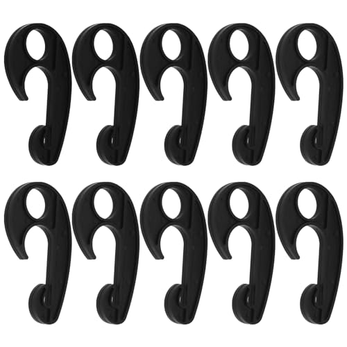 YINETTECH 10PCS Black Plastic Hook PVC Car Cover Tarpaulin Rope Hook Cargo Cover Net Hooks for Cargo Net Bungee Net Truck Net Truck Storage Rack 90x52mm