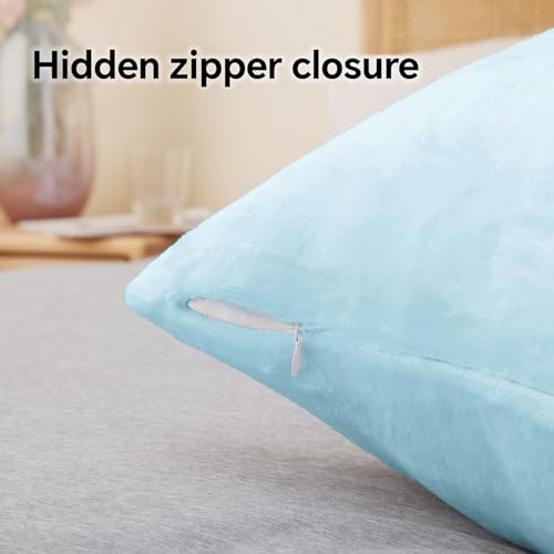 Image of BEDELITE Flannel Pillow Cases Queen Size Set of 2, Blue, 20x30 Inches