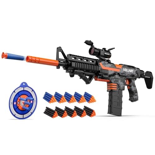 Electric Automatic Toy Guns for Nerf Guns Bullets, Soft Dart Gun with Scope and 100 Pcs Refill Darts for Boys and Girls with Age 12+(Black)