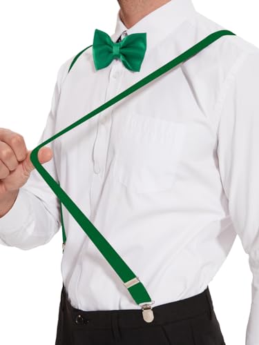 Image of habibee Suspenders and Bow Tie Set for Men, Adjustable Elastic Braces with Y-Back, Diverse Colors, Strong Clips
