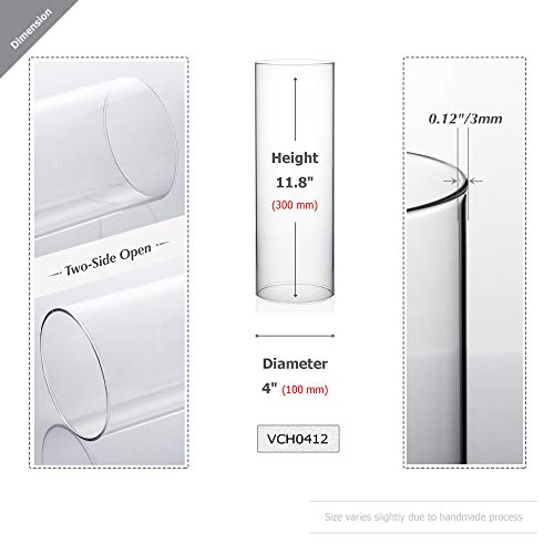 Wgvi Hurricane Candle Holder Sleeve, Wide 4", Height 12", Clear Glass Cylinder Candleholder, Chimney Tube, Open Ended Candle Shade, 1 Piece #TOP1