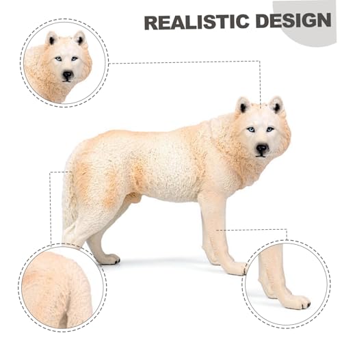 Modèle animal loup beige haute simulation figurine faune sauvage - 6