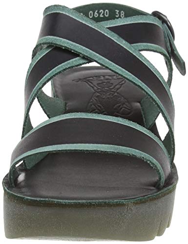 Fly London Women's Yaze605Fly Open Toe Sandals, Black Black Green 000, 8.5 #TOP1